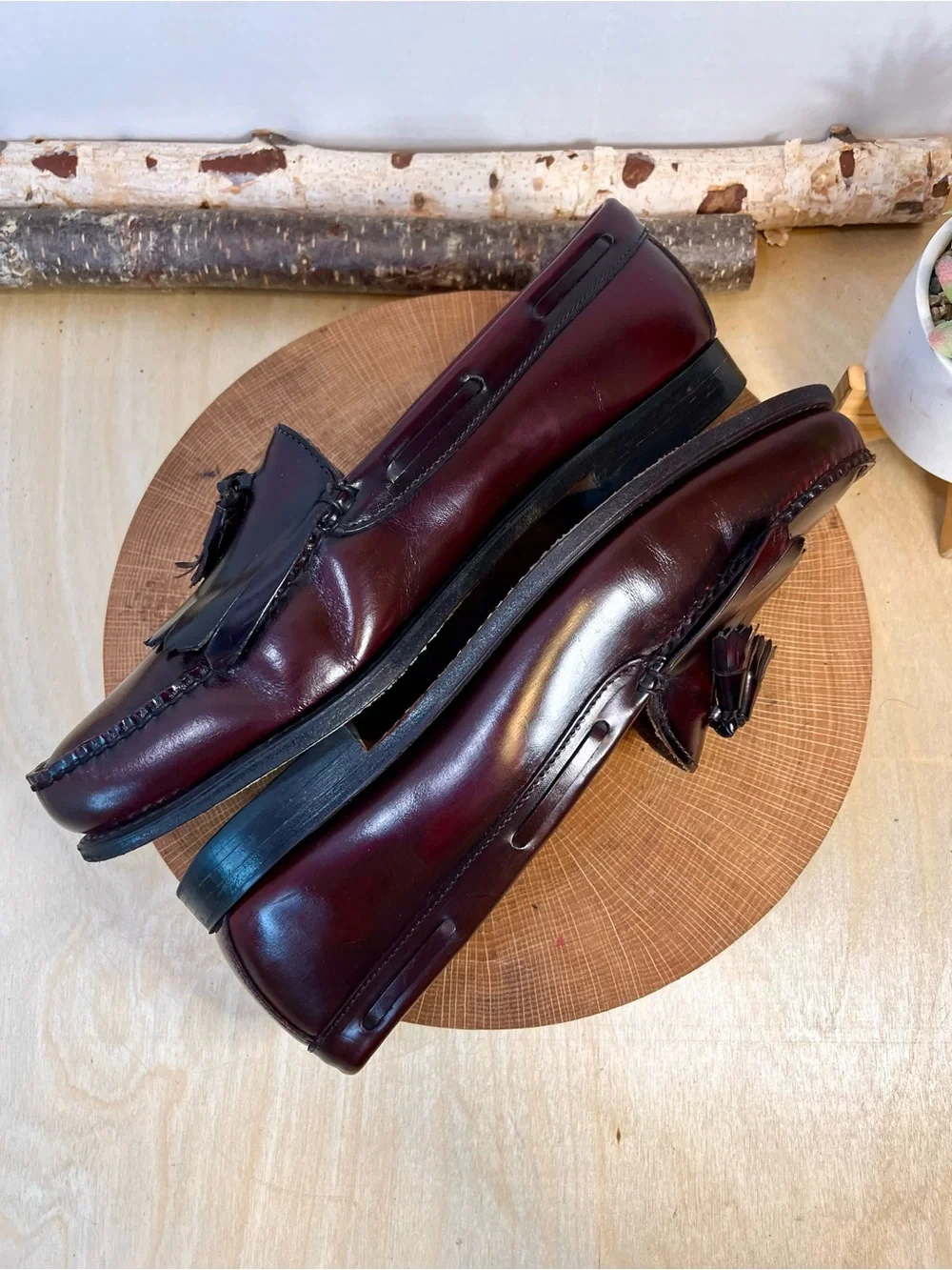 Vintage Weejun Layton Burgundy Tassel Kiltie Loafers Made in USA Size 10.5D